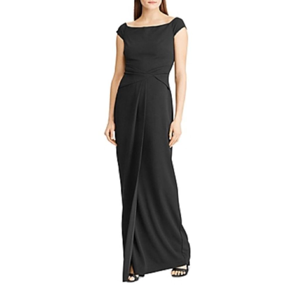 Lauren Ralph Women's Crepe Fixed Twist Gown Black Size 6